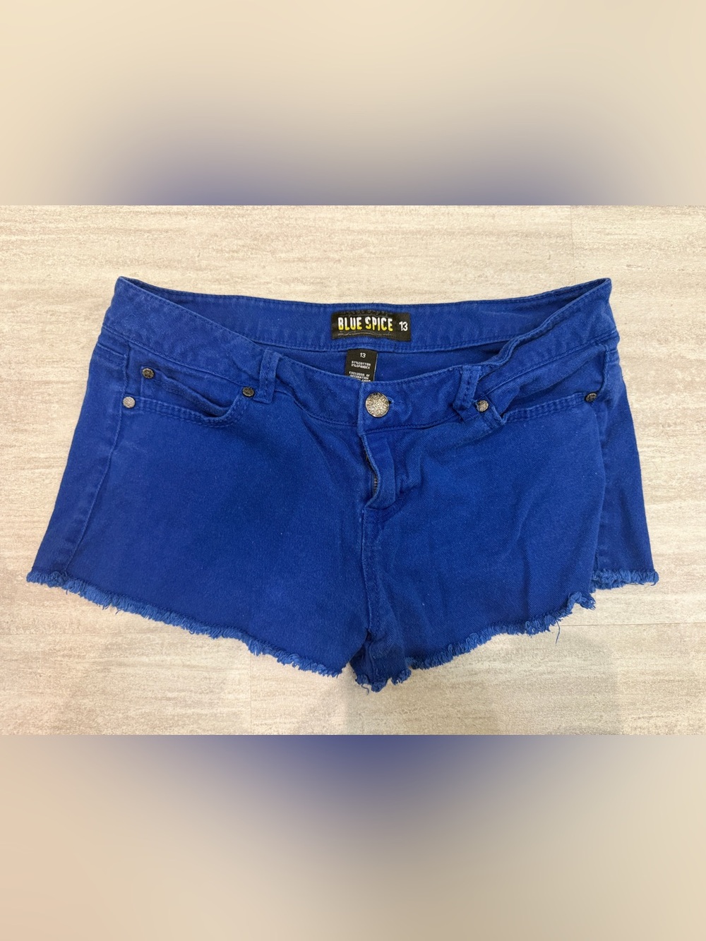 Blue Spice Cobalt Blue Raw Hem Denim Short Shorts Juniors 13 Y2K